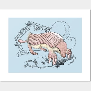 A Pink Fairy Armadillo under the moon Posters and Art